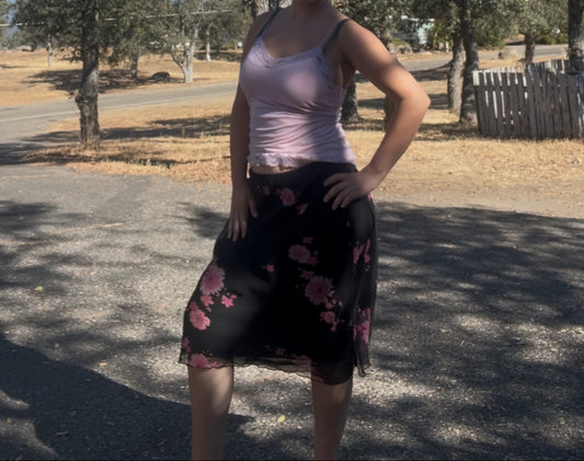 B.i.y.a.y.c.d.a vintage early 2000s y2k fairy core cottage core floral midi skirt size large