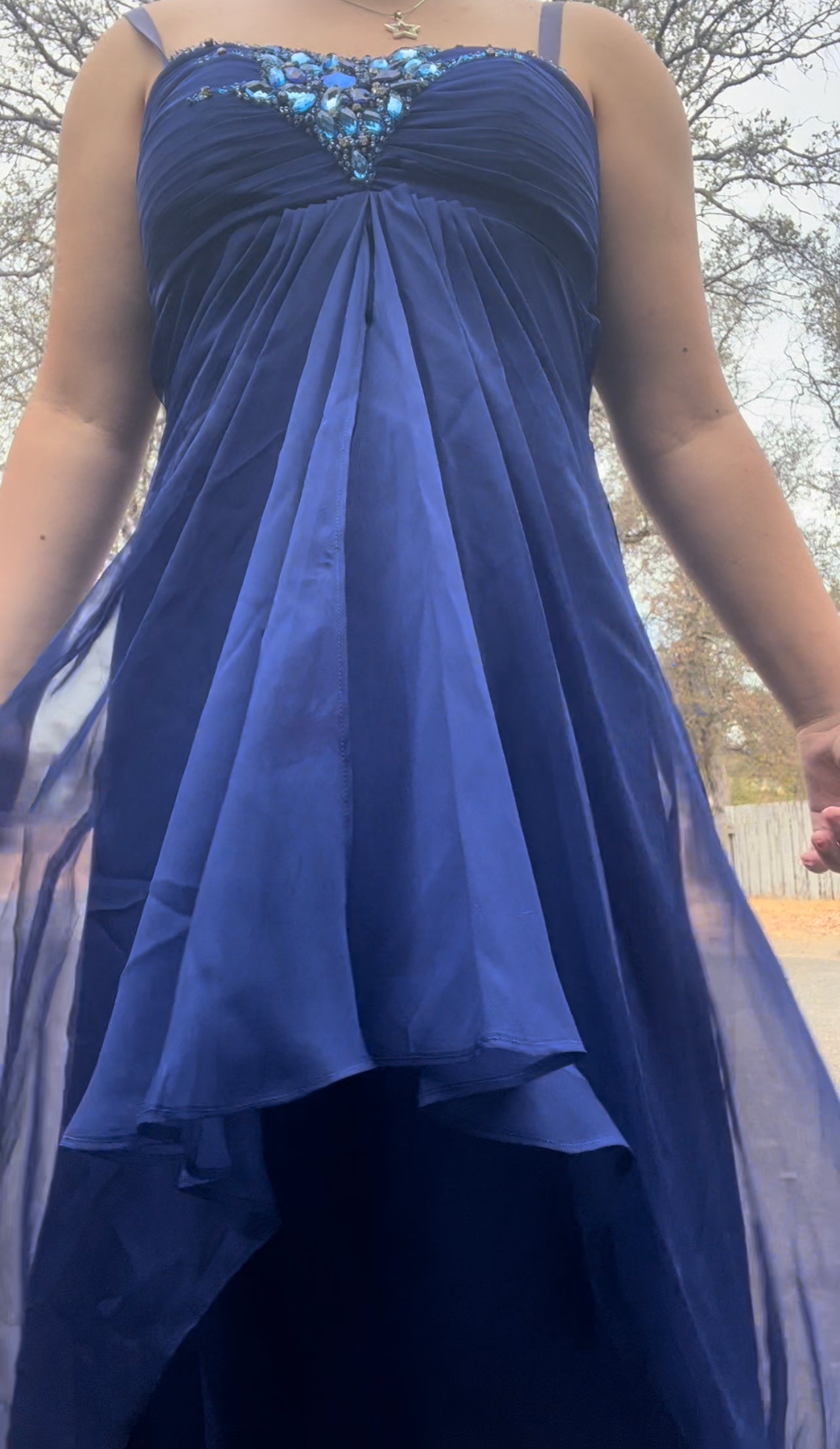Vintage early 2000s y2k blue strapless prom dress size medium