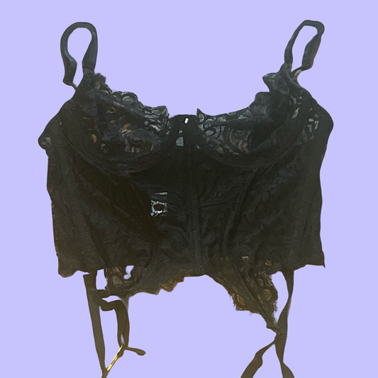 Vintage Shirley of Hollywood goth whimsygoth grunge lace corset lingerie top size 38