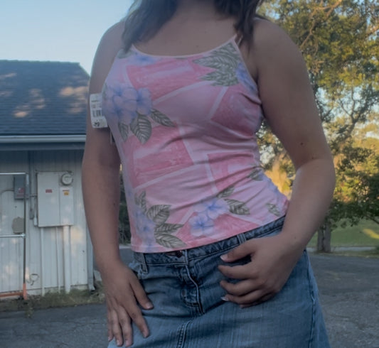 NWT la cabana pink summer spring vintage deadstock y2k early 2000s girly camisole tank top size medium