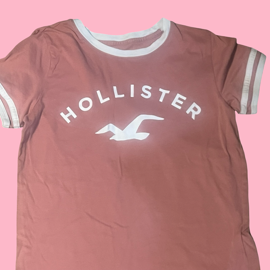 Hollister preppy pink baby tee tshirt size small
