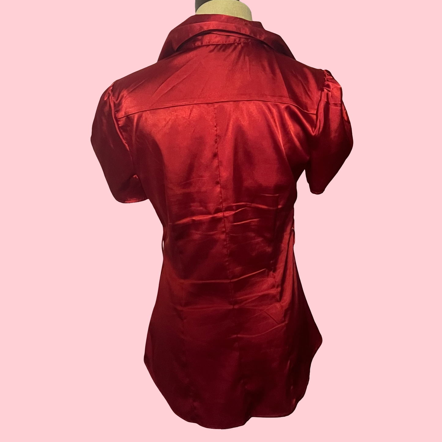 A byer early 2000s y2k red button up blouse top size medium