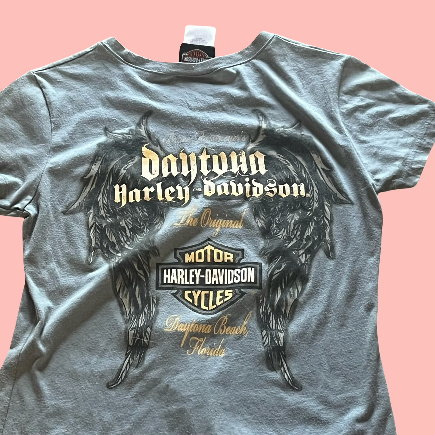 Harley Davidson y2k mcbling motorcycle baby tee Daytona beach 2011 t-shirt size medium
