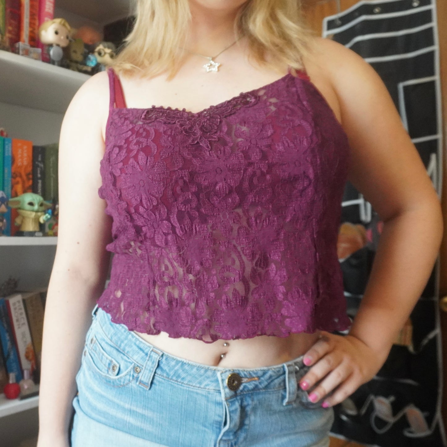 Fredricks of Hollywood lace purple early 2000s top size 3X