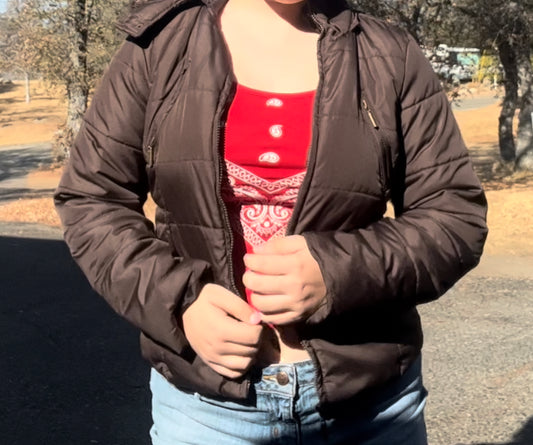 Dollhouse outerwear y2k early 2000s brown puffer top size medium