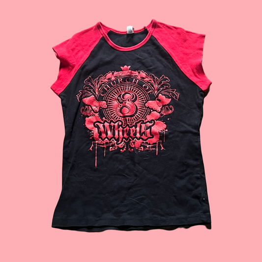 Church of wheels vintage early 2000s goth baby tee size medium
