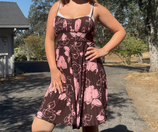 Speechless summer y2k early 2000s babydoll floral beach coconut girl brown pink dress size large
