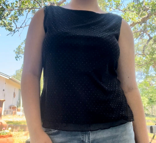 IN studio San Francisco vintage black sparkly party 90s top size large