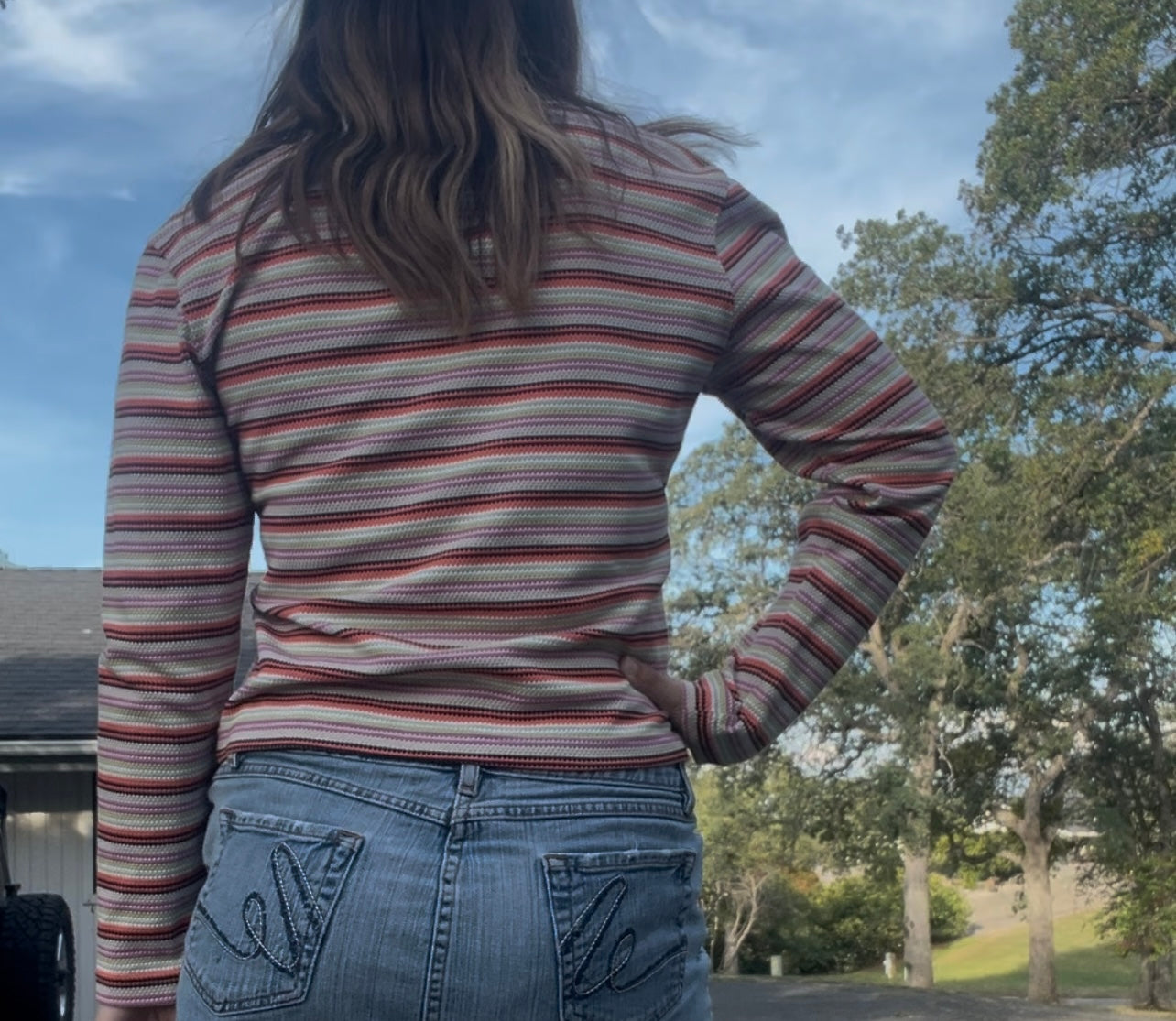 NWT county seat vintage striped retro long sleeve top size medium