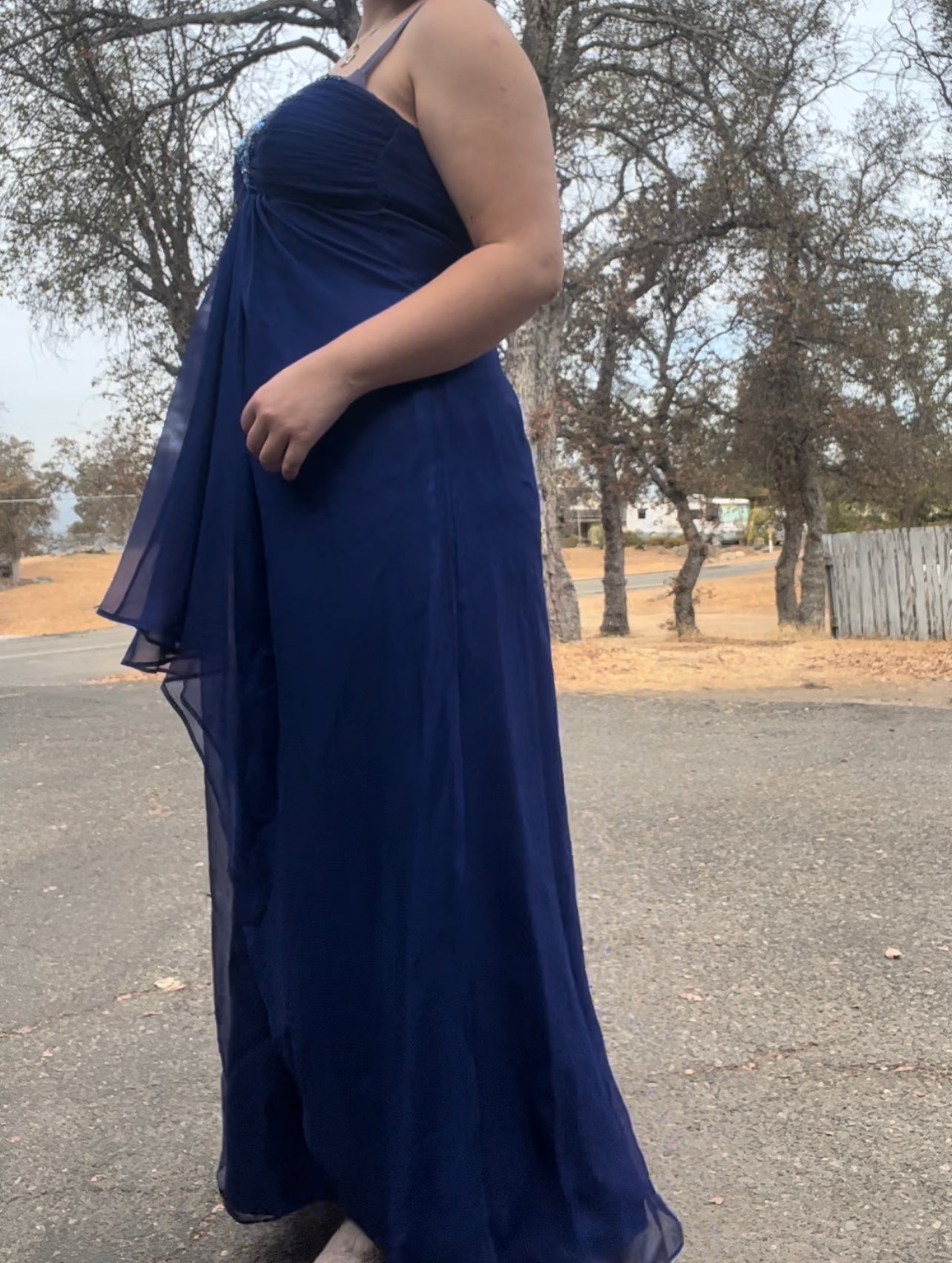 Vintage early 2000s y2k blue strapless prom dress size medium