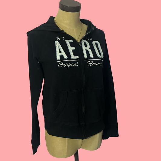 Aeropostale early 2000s y2k preppy zip up navy sweater size small