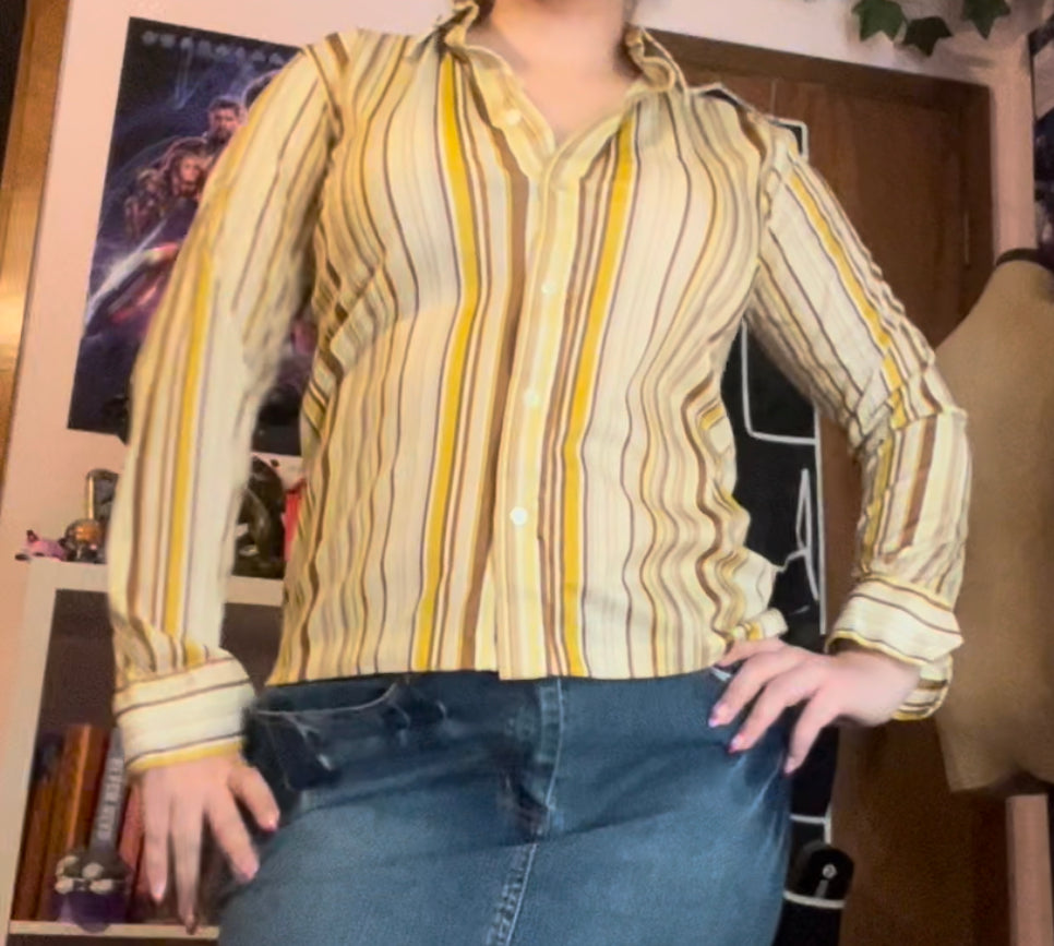 Spiegel vintage 1970s striped yellow button up shirt size 36/6