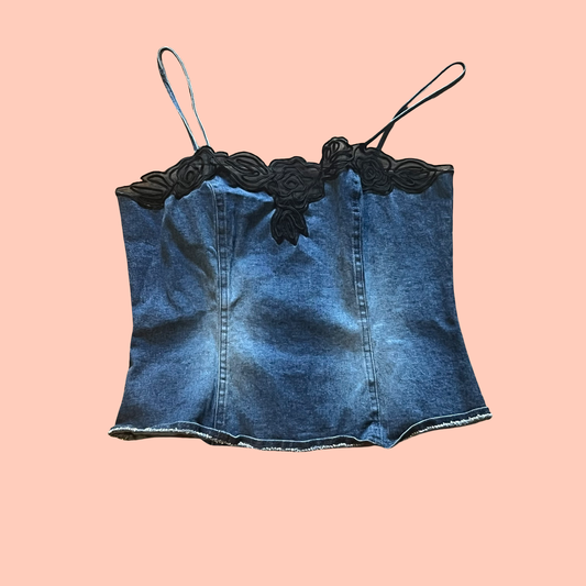 Basix 2 vintage crop top coyote ugly denim jean top