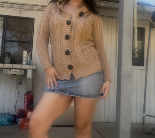 Divine heart vintage early 2000s y2k cozy fall fairy core brown cardigan size small