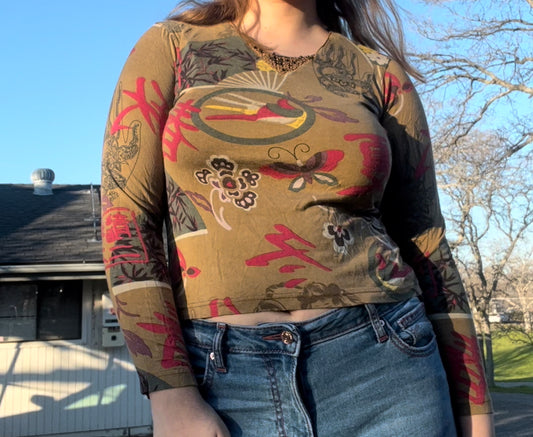 Lynn Ritchie vintage 90s style abstract long sleeve top size small