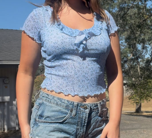 Vintage NWT no boundaries cottage core fairy core coquette girly floral crop top size small