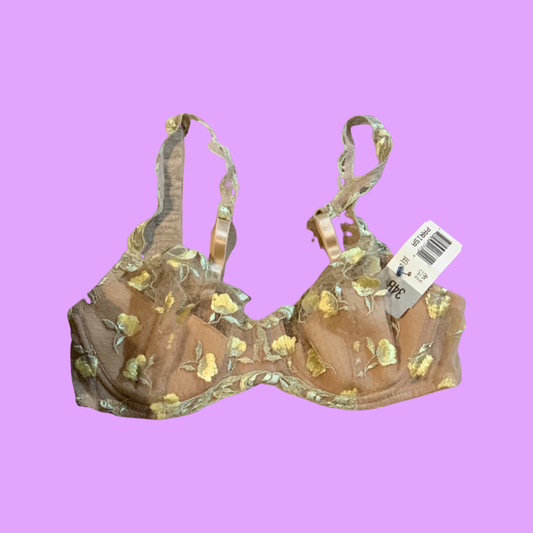NWT yellow floral bra size 34B