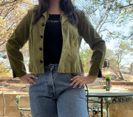 Madison Leigh green shoulder padded green jacket size 10 petite