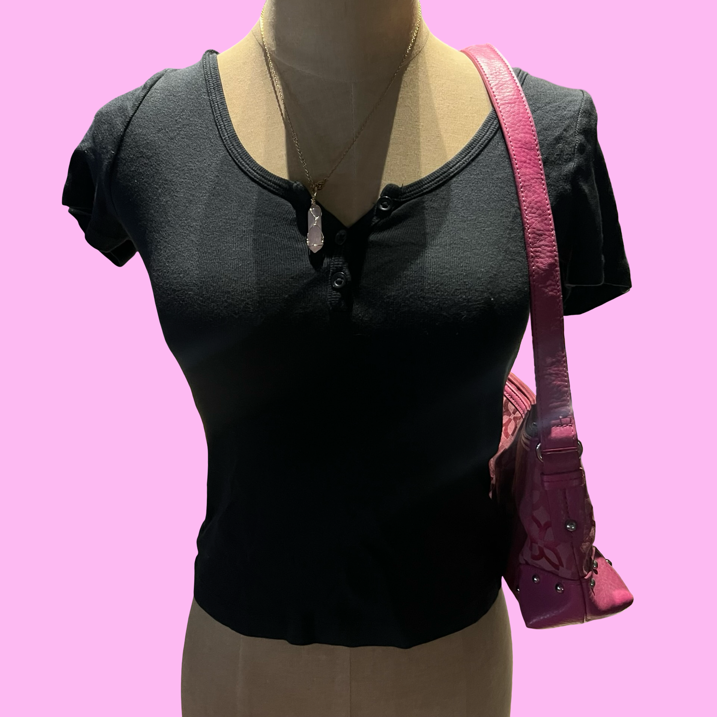 Brand Melville quarter button down black crop top one size