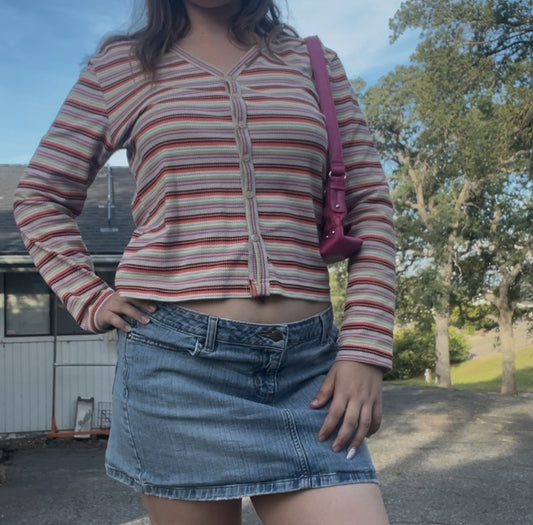 NWT county seat vintage striped retro long sleeve top size medium