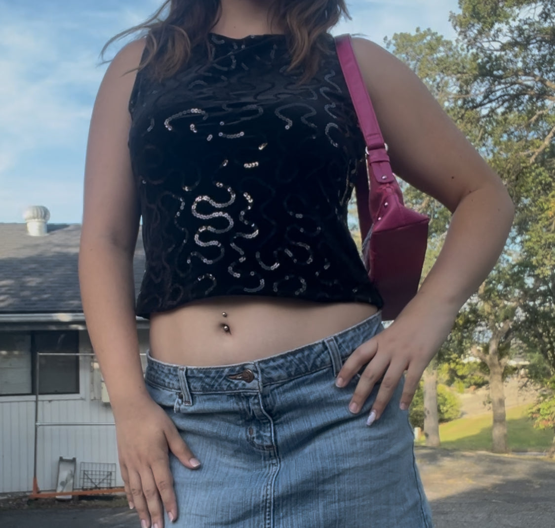 R and k evening vintage glam party rave crop top
