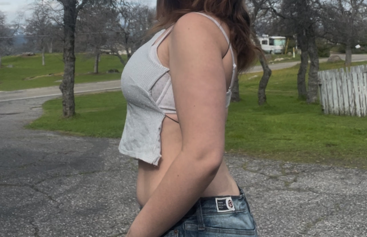 Aurora USA vintage early 2000s 90s style halter backless crop top festival