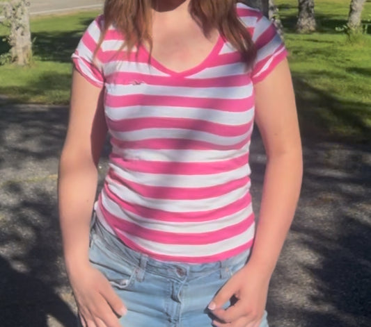 Hollister y2k early 2000s preppy pink top size small