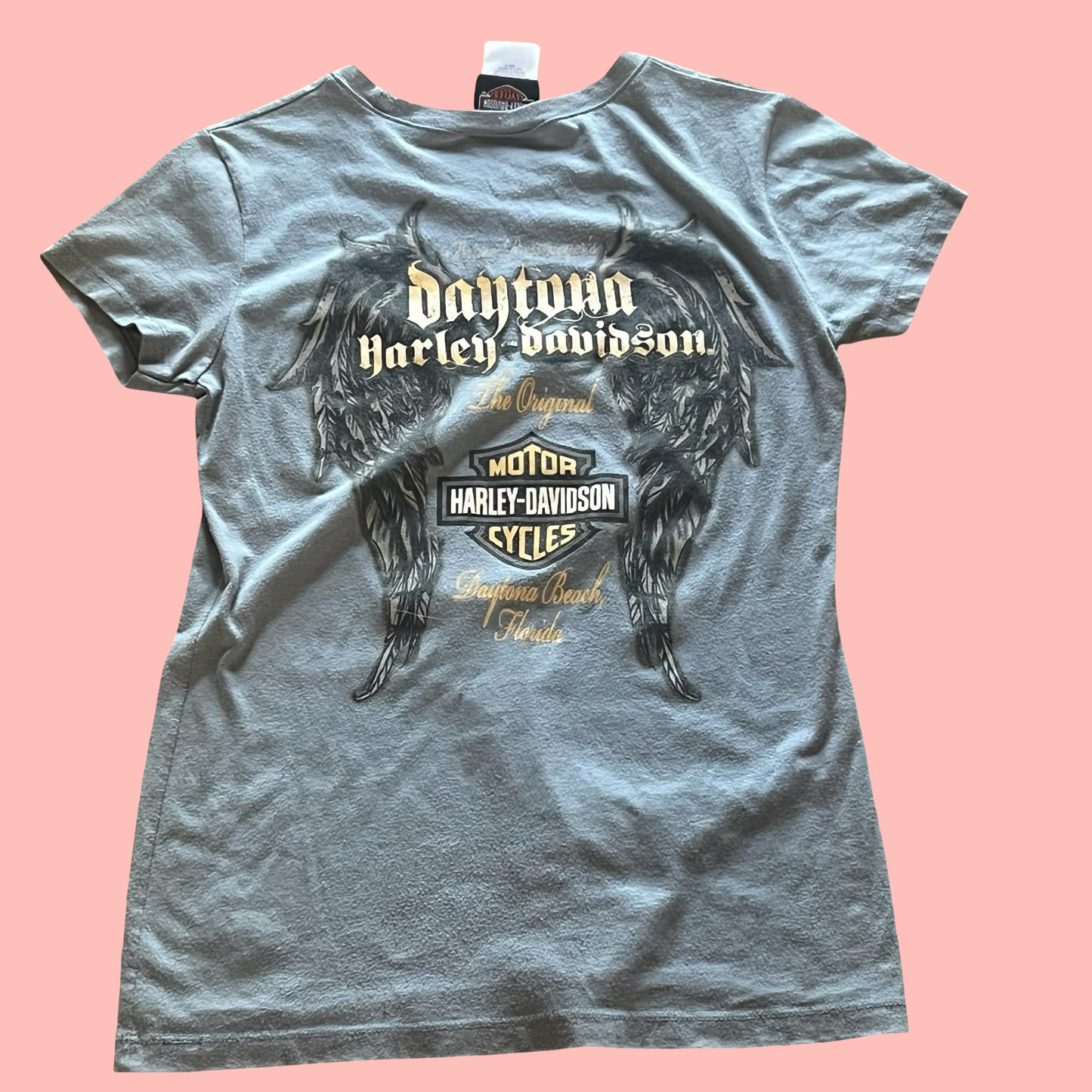 Harley Davidson y2k mcbling motorcycle baby tee Daytona beach 2011 t-shirt size medium