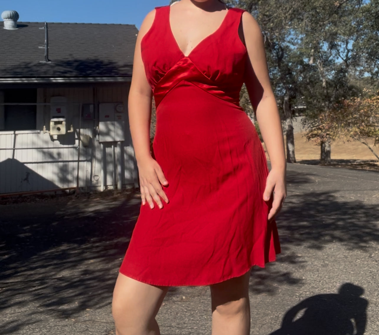 Vintage De Laru 90s red Marilyn Monroe style dress with a red bow size 13/14
