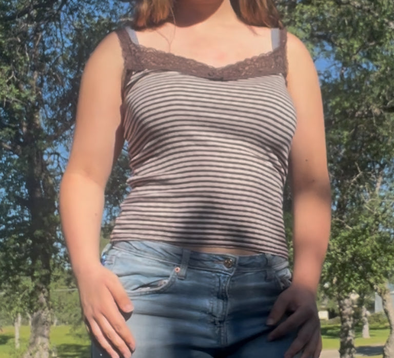 Express lace striped cami brown fairy core early 2000s y2k tank top size small