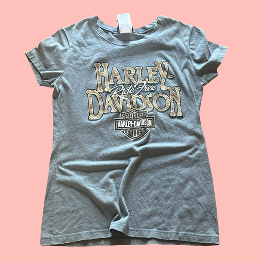 Harley Davidson y2k mcbling motorcycle baby tee Daytona beach 2011 t-shirt size medium