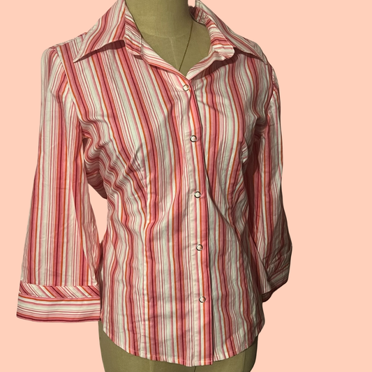Vintage y2k early 2000s no boundaries striped pink top size juniors medium