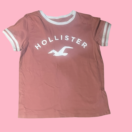 Hollister preppy pink baby tee tshirt size small