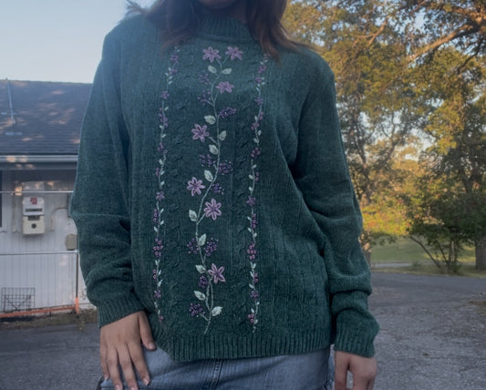NWT Alfred dunner vintage cottage core fairy core green floral cozy sweater size 2X