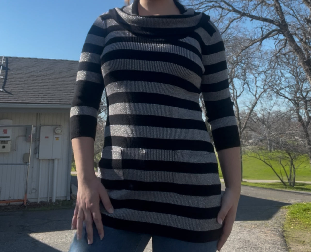 Inc striped knit top size medium