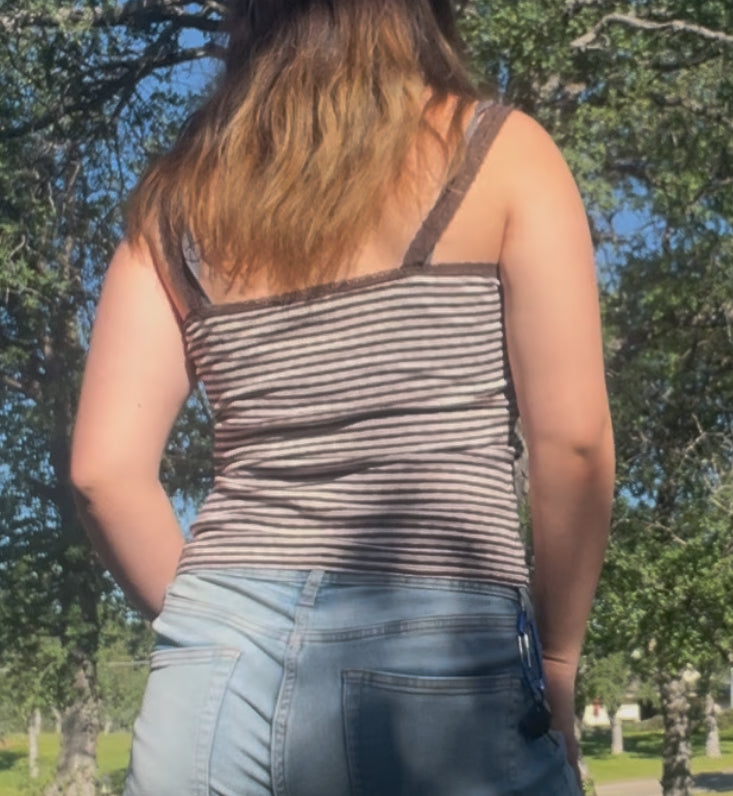 Express lace striped cami brown fairy core early 2000s y2k tank top size small