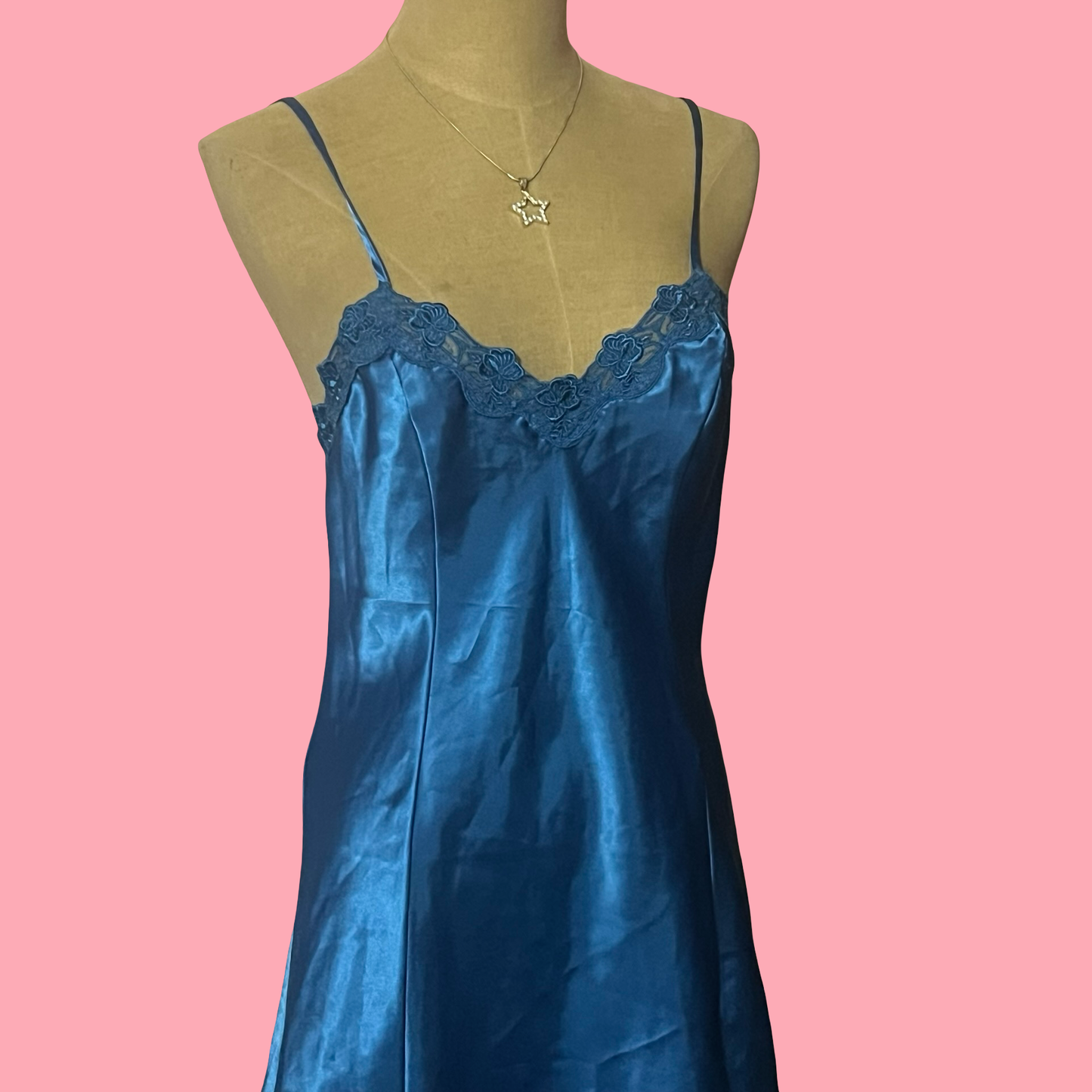 Private luxuries early 2000s y2k romantic girly blue slip dress size small
