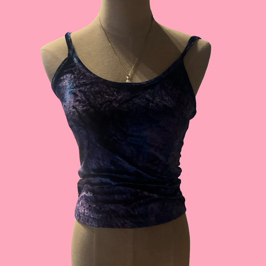 Faded brand velvet 90s style y2k purple whimsigoth boho crop top
