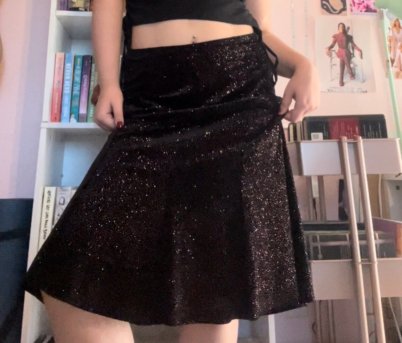 Notations vintage 90s style sparkly midi skirt size large