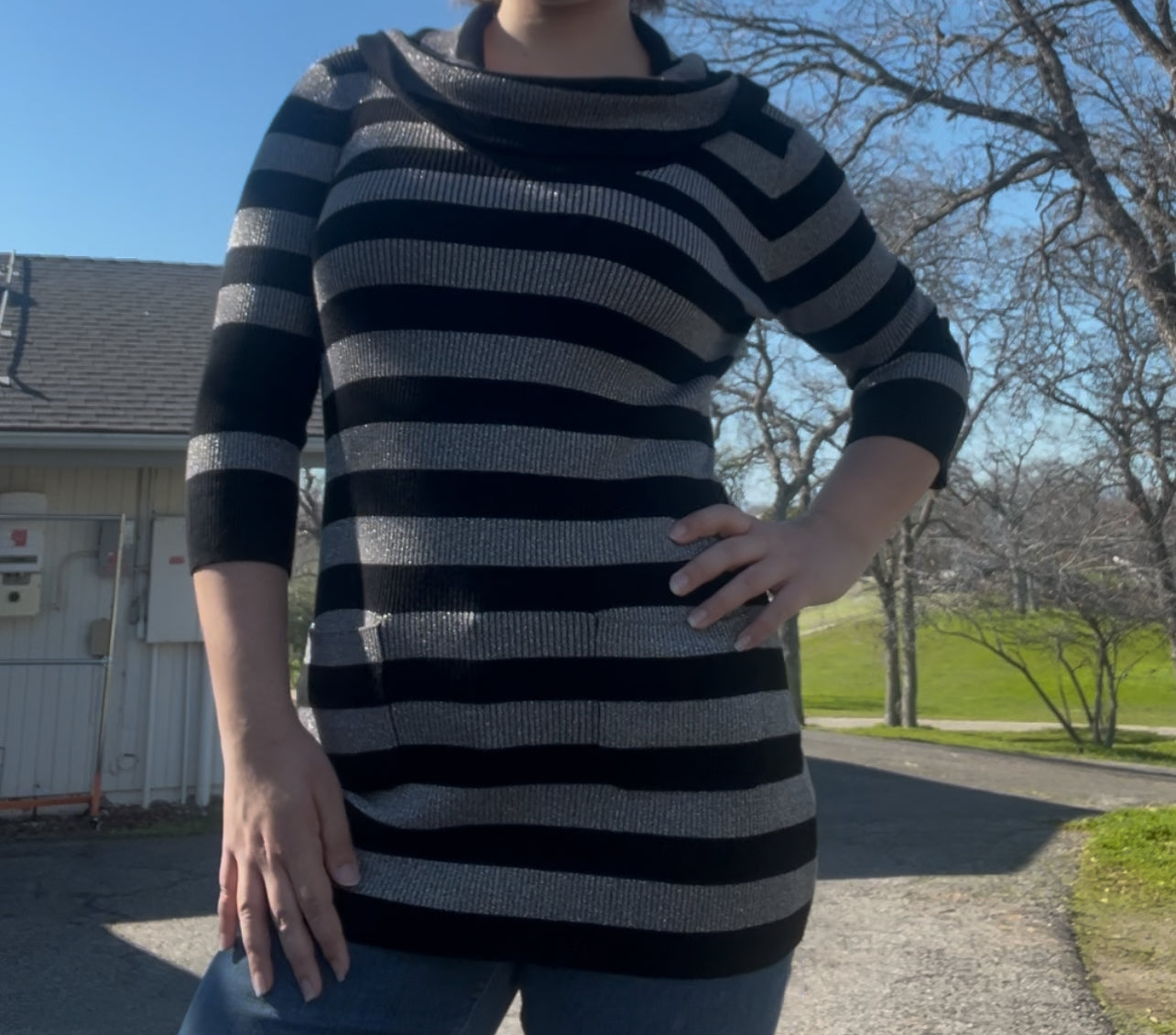 Inc striped knit top size medium