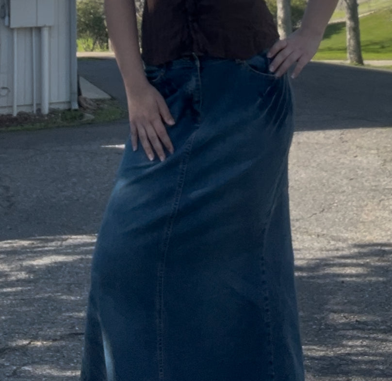 Vintage vezucci denim maxi skirt size 12