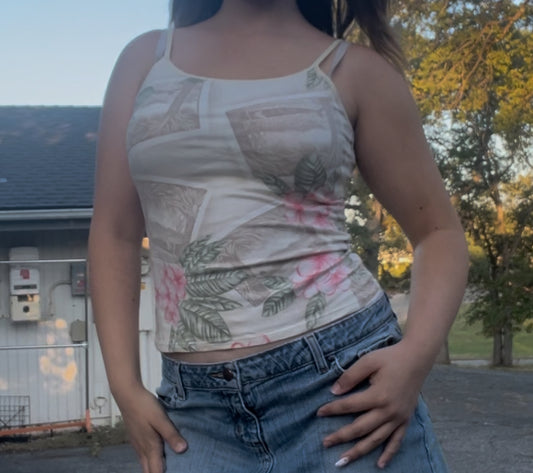 NWT La cabana deadstock vintage early 2000s y2k Hawaiian floral camisole tank top summer shirt size medium