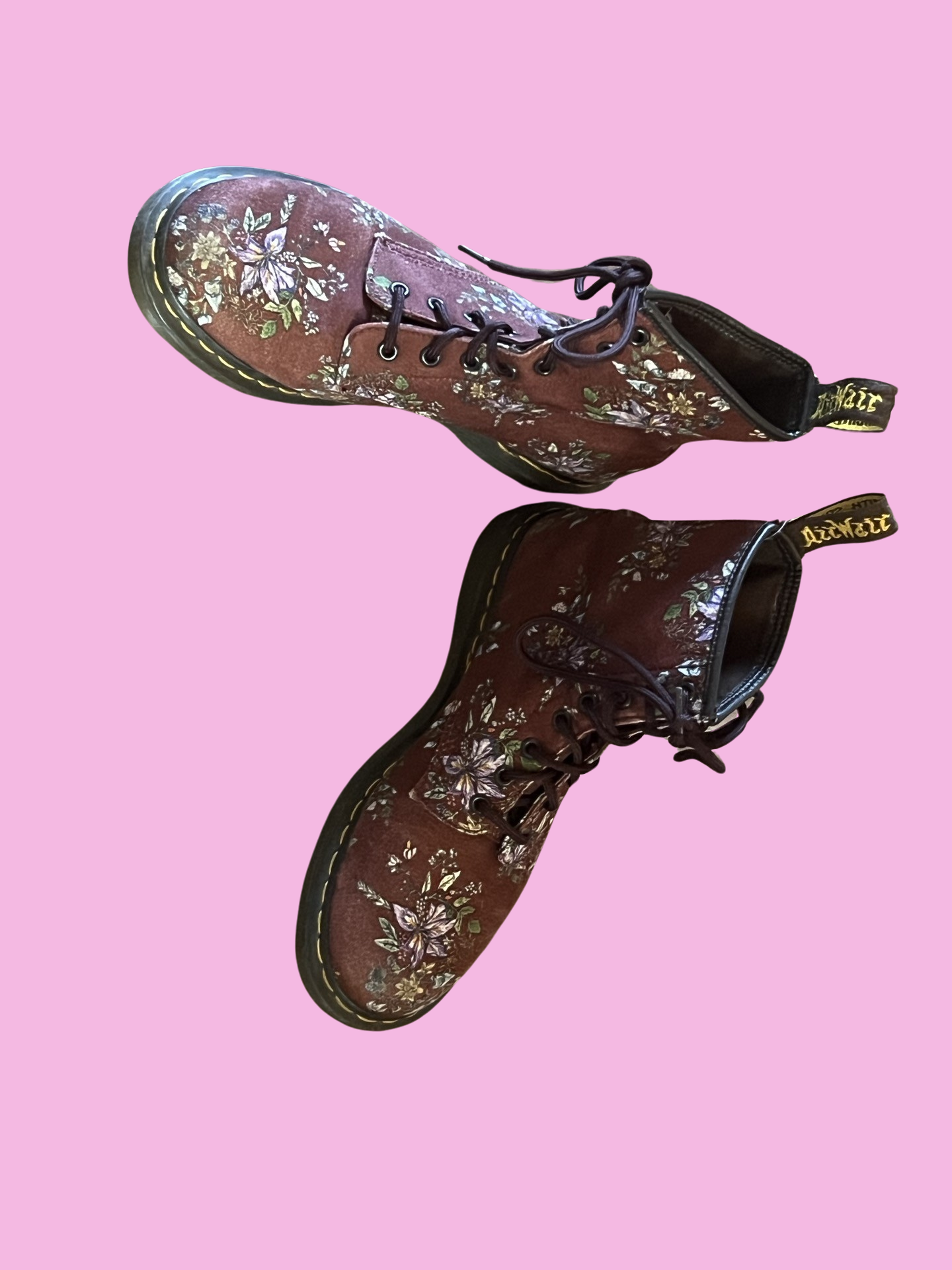 Dr. Martens floral castel air burgundy red shoes size 8