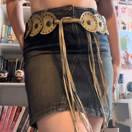 Western disc belt with tassels festival