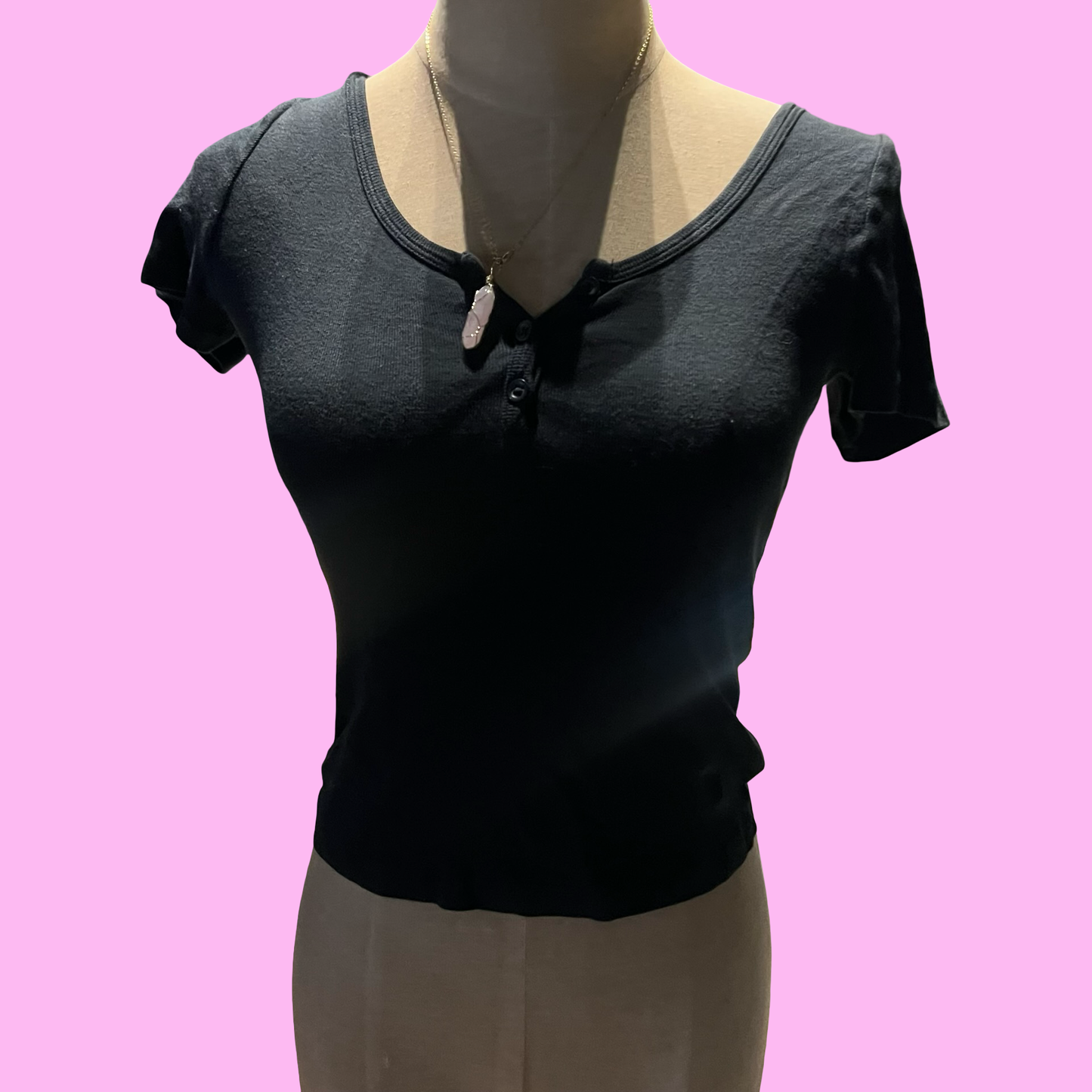 Brand Melville quarter button down black crop top one size
