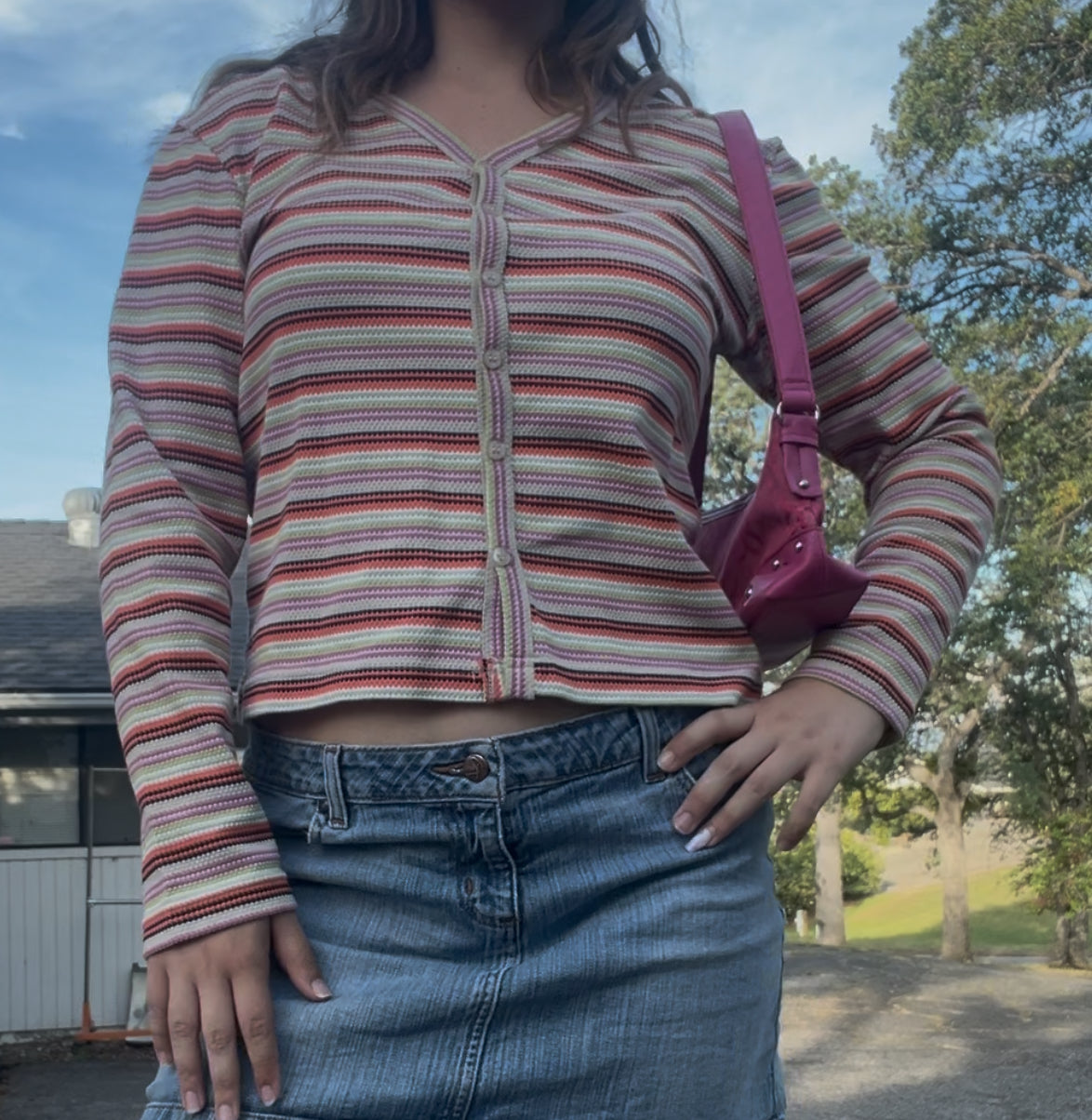NWT county seat vintage striped retro long sleeve top size medium