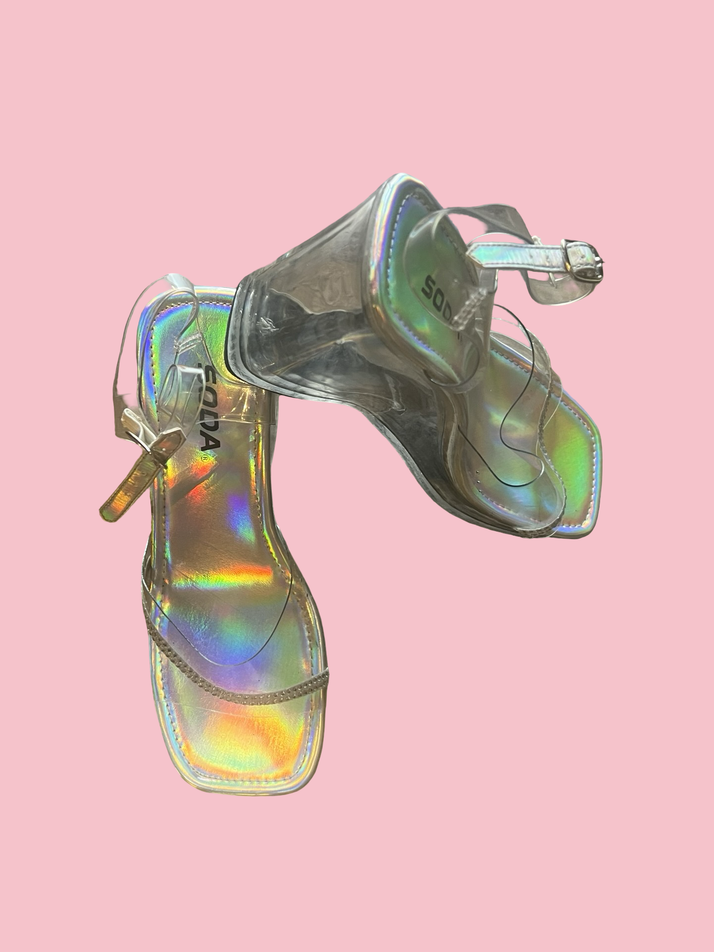 Soda y2k holographic early 2000s bratz wedge heels size 7