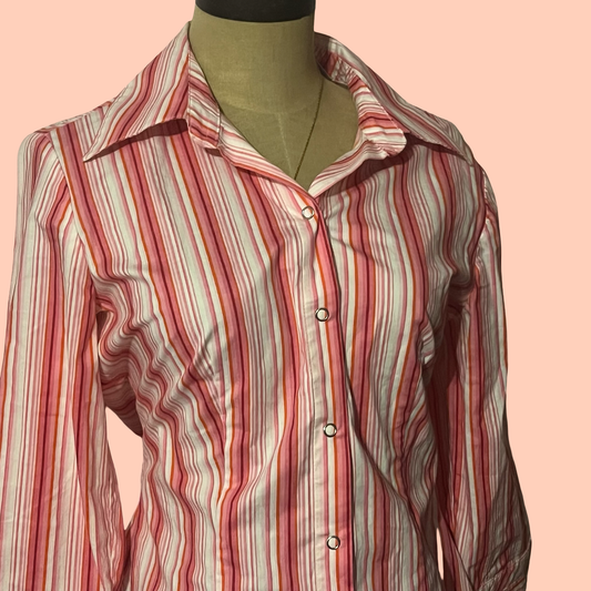 Vintage y2k early 2000s no boundaries striped pink top size juniors medium