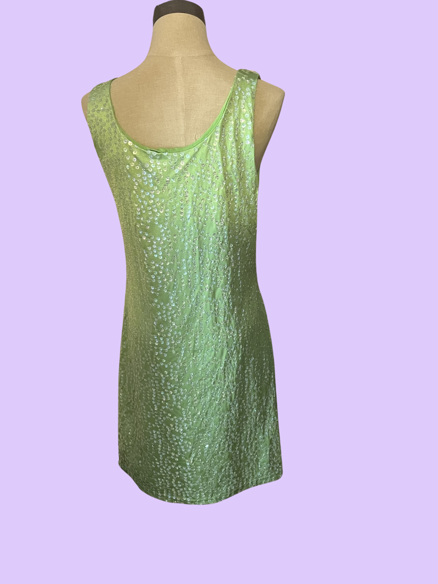 Hugo buscati collection early 2000s green sequin dress