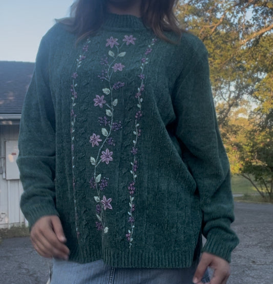 NWT Alfred dunner vintage cottage core fairy core green floral cozy sweater size 2X